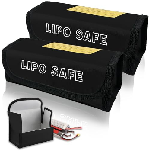 Noviatrix 2 Pièces Sac Lipo Pochette Anti Feu pour Batteries(Noir) | Mesures de sécurité lors de la recharge, du stockage et du transport