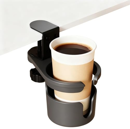 Getränkehalter Schreibtisch, Becherhalter Einstellbar Schreibtisch Anti Verschütten 360 Grad Drehbarer Becherhalter Getränkehalter Tisch für Wasser Getränke Kaffeetasse Schwarz