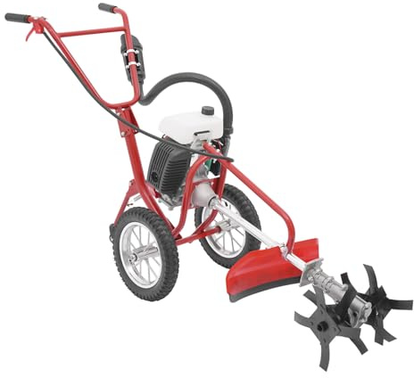 Garbenat Motobineuse à essence 63 cm³, motoculteur 4 CV, moteur 4 temps, micro-motobineuse avec profondeur de culture de 10 cm et démarreur à câble 240 tr/min, motobineuse cultivateur, travail du sol
