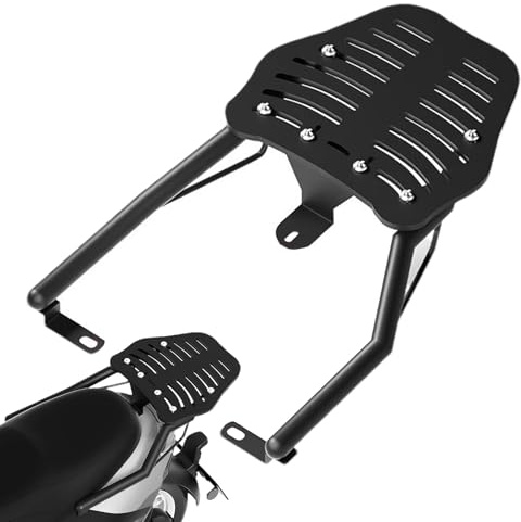 Motorcycle Luggage Rack - Stainless Steel Tour Pack Carrier | Adjustable Tail Box Mounting Bracket | Heavy Duty Black Rear Trunk Support Frame for Long Distance Touring and Cargo Storage