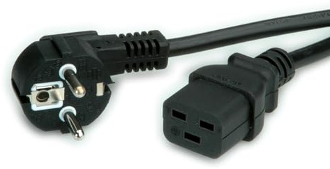 VALUE Netzkabel Schutzkontakt CEE7/7 - IEC320-C19, 16A, schwarz, 0,8 m