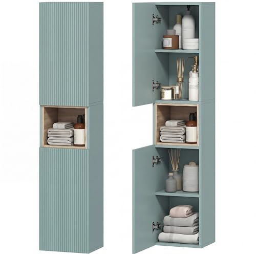 HOMCOM Armario Columna Estrecho de baño 2 Puertas 30x24x140cm Verde