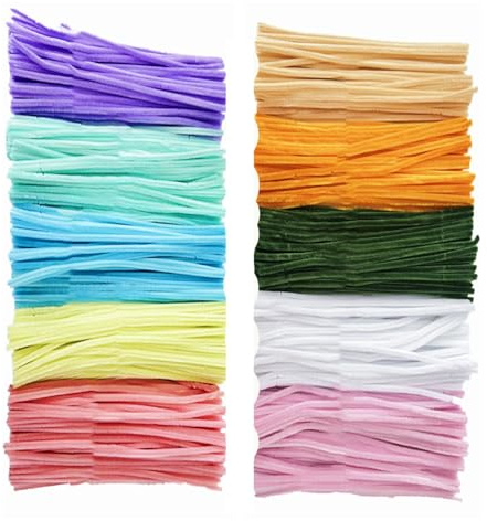 100 Uds Limpiadores de pipas coloridos y borrosos, tallos de chenilla curvados, suministros de arte Hecho A Mano, juguete para niños, alambre borroso