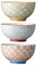 Bloomingville Müsli-Schalen Emma Retro Dessertschalen Vintage Schüssel für Salat, Eis, Obst Ø 13,5 cm, grün blau rot, Keramik, 3er Set, fasst ca. 420 ml