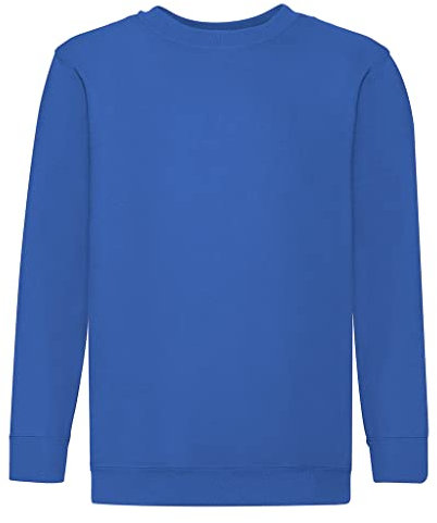 Fruit of the Loom Jungen Regular Fit Sweatshirt, Blau (Royal 51), Gr. 116 CM (Herstellergröße: 5/6 Jahre )