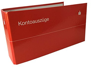 1 x Kontoauszugsordner, Bankordner, Ordner für Kontoauszüge rot mit Sparkassen Logo weiß, DIN lang