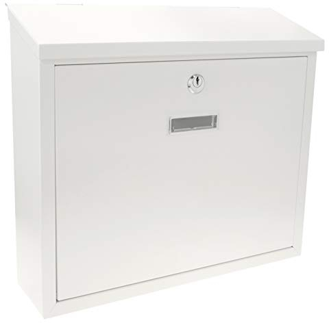 PrimeMatik - Briefkasten Postkasten metallische Weiss Farbe für wallmount 350x90x320 mm