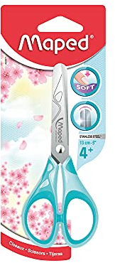 Maped 464411 - Schul- und Bastel-Schere ESSENTIALS SOFT PASTELL 13 cm, abgerundete Klingen - rose, hellblau, flieder sortiert