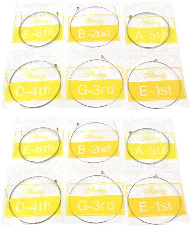 Geesatis - Juego de 6 cuerdas de guitarra eléctrica de repuesto para cuerdas de guitarra eléctrica, E-1st, B-2nd, G-3rd, D-4th, A-5th, E-6th, color plateado, transparente y hermoso tono