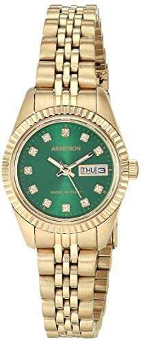 Armitron Women's Genuine Crystal Accented Day/Date Function Bracelet Watch, 75/2475 Gold/Green