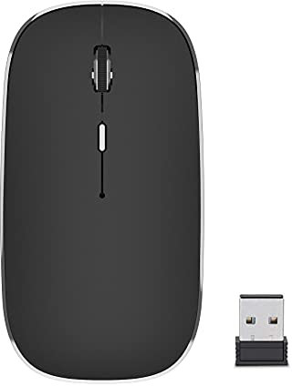 EasyULT Mouse Bluetooth, Mouse Wireless Ricaricabile Silenzioso a Due modalità (Bluetooth 5.1+2.4G), 3 Livelli DPI(1000/1200/1600) Regolabili, 4 Pulsanti, per Notebook, PC, MacBook(Nero)