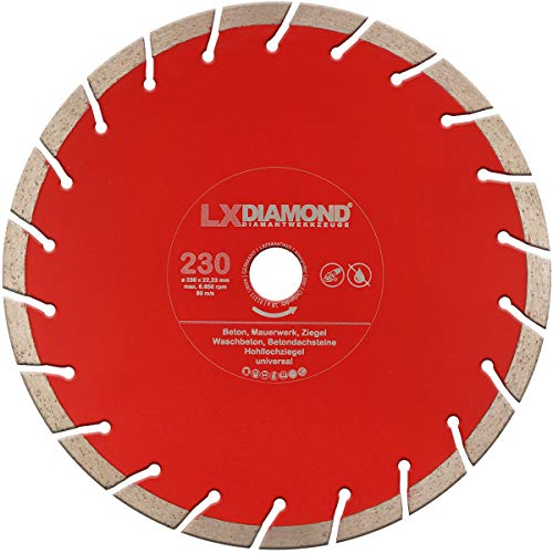 LXDIAMOND Diamant-Trennscheibe 230mm x 22,23mm PROFI Diamantscheibe Beton Stein Mauerwerk Ziegel Waschbeton für Winkelschleifer 230 mm