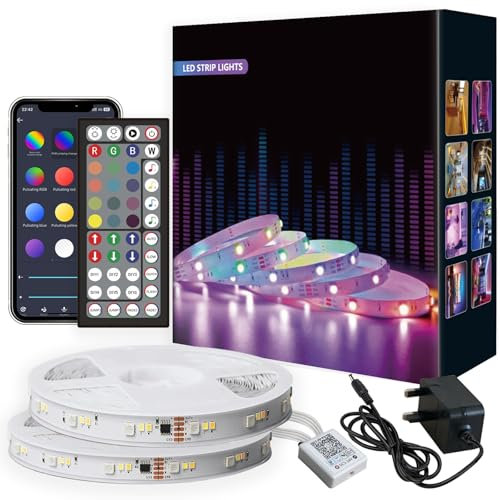 LATKRUU LED Strip Lights with Remote, 30M LED Lights Bluetooth RGB Lights Tape Lights with 44-Keys Remote Music Sync Colour Changing Mood Strip Light for Bedroom Decoration[Energy Class A+]