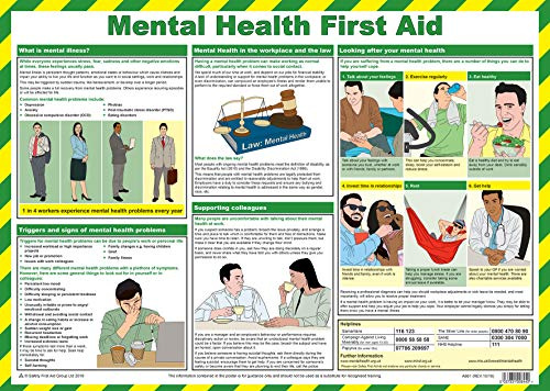Safety First Aid Group Mental Health First Aid Poster A2 Poster, Laminated | 60cm x 43cm, Laminated