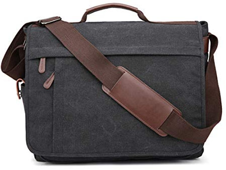 Businesstasche Aktentasche Männer Handtasche, Messenger Bag for Männer, Weinlese-Wasser-beständige Waxed Canvas Satchel Laptoptasche Schultertasche mit gepolstertem Schultergurt Jungen Messenger Schul
