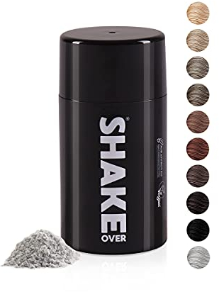 SHAKE OVER Veganes Streuhaar zur Haarverdichtung, mit Zink angereicherte Fasern, hochwertiges Schütthaar, Made in Europe (12 g, GRAY)