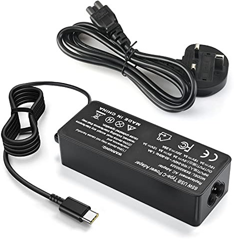 65W Type C Power Adapter for Lenovo Thinkpad X280 X390 L390 L490 T480 T480s T490 Chromebook USB C Laptop Charger Cable Supply (65W Lenovo Charger)