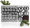 com-four® 94-teiliges Weihnachtskugelset - Christbaumkugeln glänzend/matt - Baumschmuck für den Christbaum - Christbaumschmuck aus Kunststoff silberfarben (silberfarben - 94-teilig)