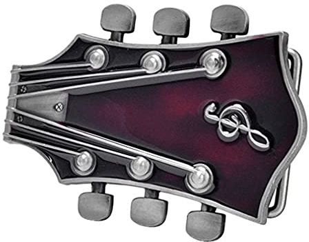 Lkmy Herren-Gürtelschnalle, 3D-Gitarren-Gürtelschnalle, Western-Cowboy-Musik, Vintage-Gürtelschnalle, cooles Jeans-Accessoire für Männer und Frauen, Vatertag, Weihnachten, Geburtstagsgeschenk, rot,