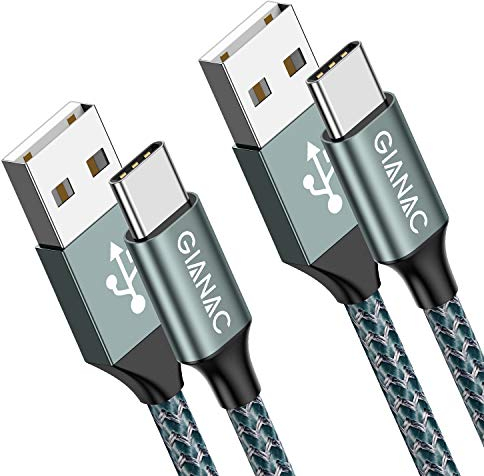 GIANAC Cavo USB [2Pezzi: 3m] 3.1A Cavo USB Type-C Nylon Caricatore Ricarica Rapida Cavo Tipo C per Samsung S8 S9 S10 A30 A40 A50 A70,Huawei P9 P20 P10 P30, Xiaomi,Sony,OnePlus