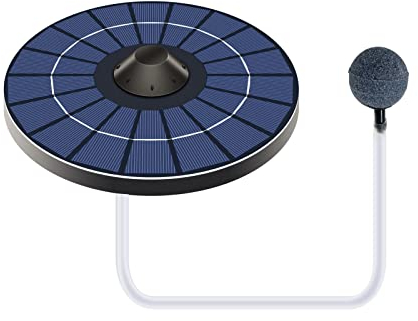 Andoer Solar Teichbelüfter Sauerstoffpumpe mit Luftschlauch und Blasenstein Schwimmender Wasserteichbelüfter Aquarium Sauerstoffgenator für Vogeltränke Brunnen kleinen Teich Wasserzirkulation