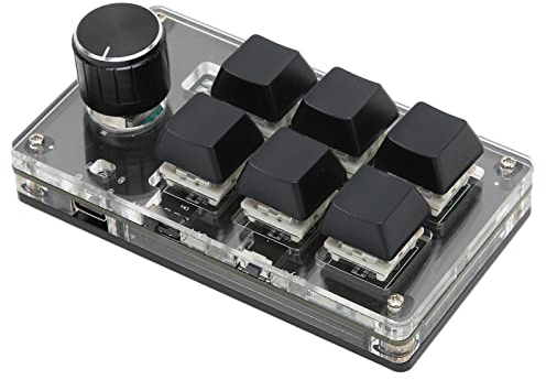 Annadue Tastiera OSU Tastiera da Gioco a 6 Tasti, USB/Bluetooth Mini 6 Tasti 1 Manopola Tastiera da Gioco Meccanica, Tastiera per PC di Programmazione Fai-da-te, per Ufficio, Giochi, Musica, Media