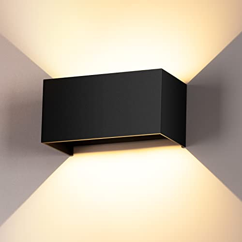 LED Wandleuchten Innen/Außen 24W Wandlampen Innen Auf und ab Einstellbarer Lichtstrahl Wandleuchte Warmweiß 3000K Schwarz Außenwandleuchten LED IP65 Wasserdichte wandbeleuchtung