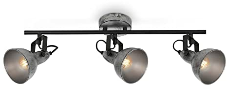 BRILONER - Deckenlampe Vintage schwenkbar, E14 Fassung, max. 40 Watt, Deckenleuchte, Lampe, Wohnzimmerlampe, Schlafzimmerlampe, Küchenlampe, Deckenstrahler, 55,5x10x18 cm, Antik-Silber