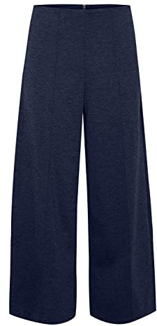 ICHI IHKATE PA7 Damen Hose Stoffhose mit Stretch weiter Schnitt mit Reißverschluss am Elastikbund, Größe:L, Farbe:Total Eclipse (194010)