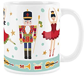 Purely Home Nutcracker Suite Christmas Mug - White and Red Christmas Festive Ballet Coffee/Tea Gift Present 11oz