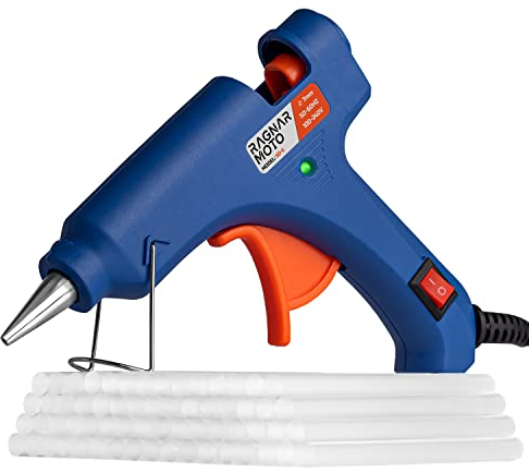 RAGNAR MOTO Heißklebepistole 20W, Klebepistole mit 62 pcs Heißklebesticks 7mm x 100mm, Set für Schule DIY Kunst, Handwerk und schnelle Reparaturen in Haus, kleine Heissklebepistole