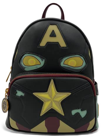 Loungefly GT Exclusive Marvel What If? Zombie Captain America Glow in the Dark Cosplay Mini Backpack, Marineblau