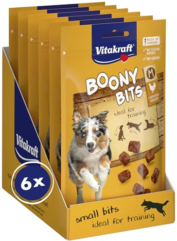 Vitakraft Boony Bits M, Hundeleckerli, Hundesnack mit Geflügelfleisch, Hunde Trainingsleckerli, ohne Zusatz von Zucker (6x 120g)