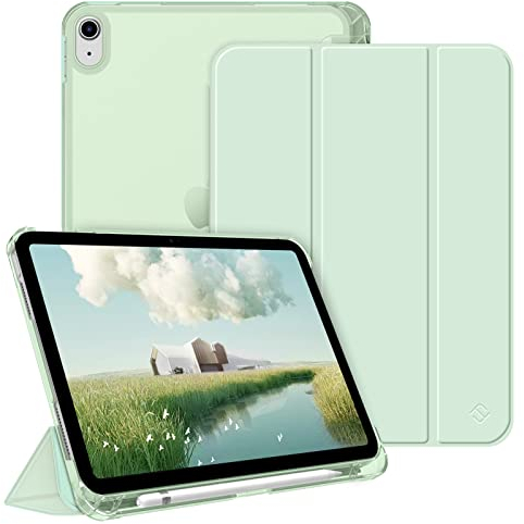 Fintie Funda para iPad 11ª Generación 2025 de 11 Pulgadas (Chip A16), iPad 10ª Generación de 10.9 Pulgadas (2022) - Funda Antichoque y Soporte para Lápiz, Auto-Reposo/Activación,Verde Claro