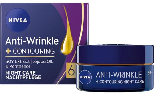 NIVEA Contouring Night Cream AntiWrinkle 65+, 50ml Visibly Reduces Fine Lines and Deep Wrinkles in Mature Skin, Improving Contours and Regeneration of mature skin