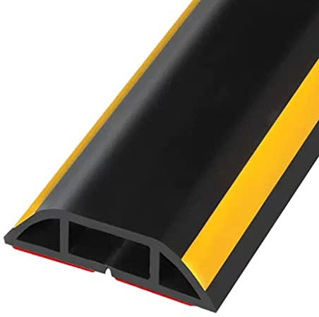 Boden Kabelbrücke Selbstklebend Küche Trapez Druckfest Fussboden Kabelkanal, Einfach Zu Schneiden Weich-PVC Bodenkabelabdeckung, Kabelhohlraum - 1,4 * 0,7 cm / 0,6 * 0,3 Zoll (Color : Yellow-Black,