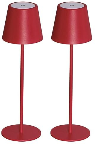 famlights Led Akku Tischlampe Rot 2er stufenlos dimmbar IP54 - Tischlampe Esstisch 3000k,Led Stehlampe batteriebetrieben 369mm, Nachttisch Lampe nachttisch lampe kabellos, Led Tischleuchte kabellos