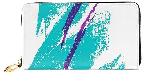 OPSREY Porte-monnaie en cuir véritable imprimé Tie Dye Bear Dancing avec fermeture éclair, Tasse des années 90., Taille unique