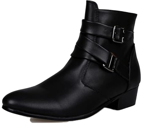 ARPINO Herren Leder Motorradstiefel Cowboy Mit Reißverschluss Chukka Stiefeletten,Schwarz,43 EU