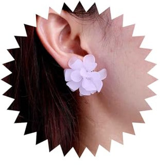Inateannal Pendientes de Flores de Resina Morada - Acrílico Vintage Grande Con Pétalos en Niveles - Joyería para Mujeres y Niñas