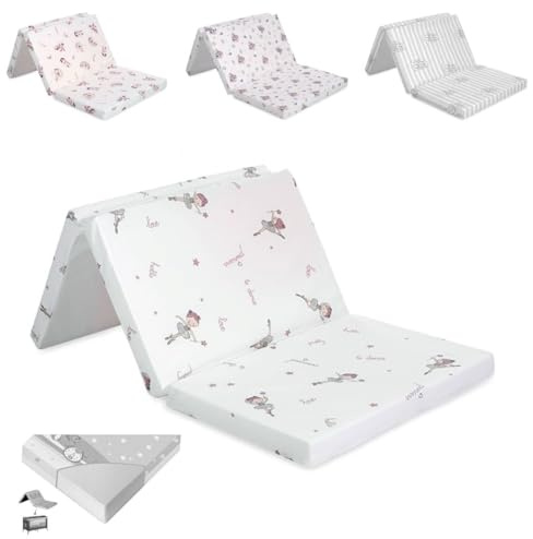 Lorelli Baby Matratze Classic atmungsaktiv, Kindermatratze 60 x 120 cm faltbar mit abnehmbarem und waschbarem Bezug, Bequeme Babymatratze aus hochwertigem Schaum für Reisebett und Kinderbett, Rosa