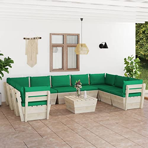 ZEYUAN 10-TLG. Garten-Sofagarnitur aus Paletten mit Kissen, Balkonmöbel Set, Gartenmöbel Set, Gartenlounge Set, Möbelsets,Sitzecke Balkon,Lounge Sofa Outdoor, Fichtenholz