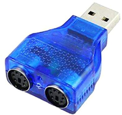 NYCEMAKEUP USB to PS/2 Adapter for Keyboard/Mouse, 2-Port, Blue, USB 2.0/3.0/1.1 Compatible