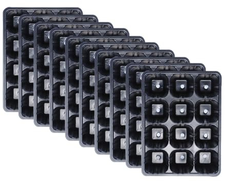 JAMAKALA 10pcs Seed Trays for Seedlings, Black 120 Cells Seed Starter Trays, Propagators for Plants, Plastic Seedling Pots and Tray, Seedling Tray for Vegetable, Fruit, Seedling Cultivation