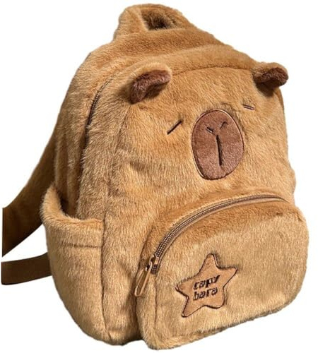HiyyFloy Niedlicher Capybara-Rucksack, Plüsch-Capybara-rucksäcke, Büchertasche, Cartoon-Kuscheltier-tagesrucksack, Schultasche Für Mädchen Und Studenten