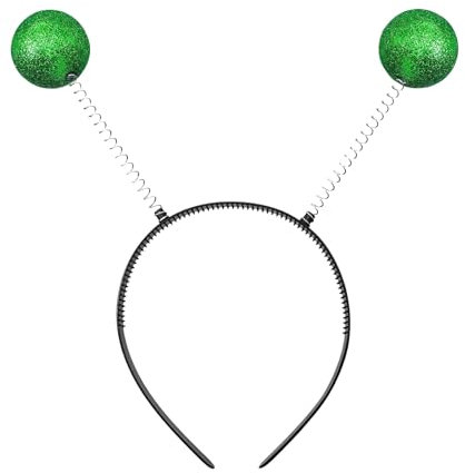 Marienkäfer Kostüm Damen Haarreif Karneval Alien Haarreif mit 2 Runden Schwingenden Kugeln, Marienkäfer Haarreif für Damen, Herren Haarreifen Damen für Karneval Marienkäfer Fühler Accessoire (Grün)