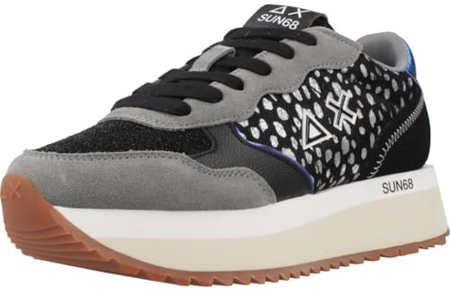 SUN68 Damen Z44214 Big Ally Animaler Nero Grigio Sneaker, Schwarz und Grau, 37 EU