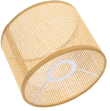 CRILSTYLEO pantalla de mimbre lampara mimbre lamparas mimbre lampara ratan ventilador de techo muro retro cabecera accesorio creativo de pantalla tejida pantalla tejida de ratán rota Khaki
