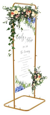 HuKaiL Panneau de bienvenue de mariage - Support d'arc en métal amovible - Capacité de charge de 6 kg - Décoration de mariage - Cartons de table pour mariages, check-in, fêtes - 60 x 45 x 150 cm
