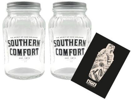 Individuelles Set mit Southern Comfort 2er Set Lynchburg 2x Glas Gläser MIT DECKEL Bar Cocktail/Marmeladenglas